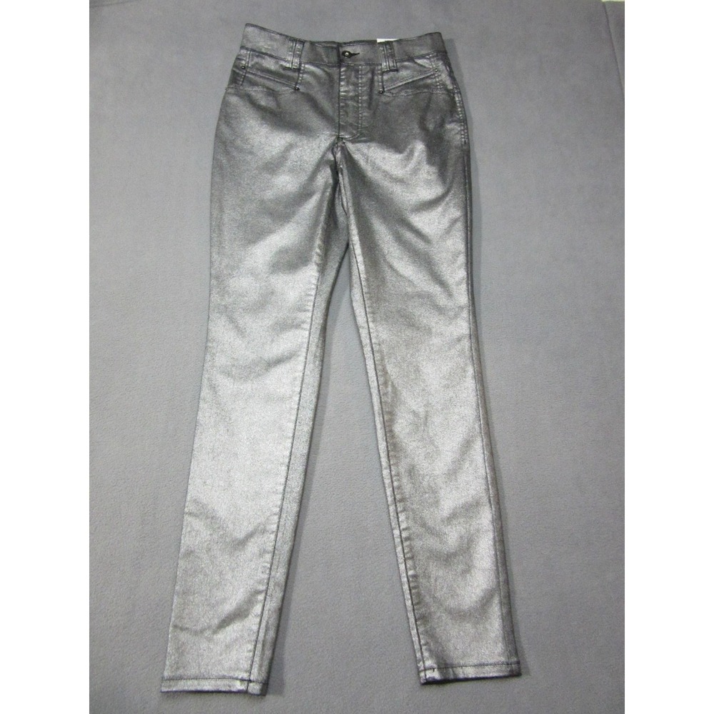 INC Denim Pants Womens 6 Silver Metallic High Rise Skinny Jeans 6/28 Stretch New